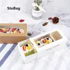 StoBag 10pcs Snowflakes Towel Swiss Cake Roll Bread Rectangular Puff With Drawer Paper Packaging Box Handmade For Party Wedding 201015