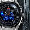 Orologi da polso TVG Orologio da uomo in acciaio inossidabile Blu militare Binario LED Orologi sportivi da uomo digitali impermeabili Relogio Masculino