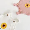 Tulumlar kız bebek erkek çocuk kolsuz ayçiçeği atlayıcılar tulum örgü diş telleri tulumlar doğumlu kızlar erkekler kıyafetleri jumpsuits