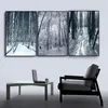 Affiches et imprimés de paysage de forêt naturelle en noir et blanc, peinture sur toile, tableau mural de Style scandinave et nordique pour salon