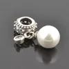 Abalorio colgante de plata de ley 925, cuentas colgantes de perlas blancas CZ transparentes, abalorios aptos para pulsera Pandora, accesorios de joyería DIY