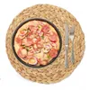 4pc Natural Water Gourd Woven Placemat Round Rattan Table Mat Pad Green Tropical Wedding W220406