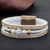 Braccialetti di fascino scintillanti fulling con fibbia di strass con fibbia magnetica di pelle magnetica Bangles Dichiarazione Pulsera Mujercharm Kent22