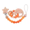 Baby Cartoon Animal Pacifiers Clip Buech Wood Silica Gel Molar Zabawki Nowonarodzone Posilanie Pacyfier