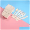 Dinnerware Sets Kitchen Dining Bar Home Garden 50Pcs/150Pcs Disposable Wooden Cutlery Forks/Spoons/Cut Dhuie