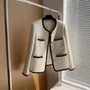 Kurtki damskie biała tweed krótka kurtka mody elegancka elegancka singielka z nóg wysokiej klasy płaszcz jesienny zimowy biuro dama da o powierzchni e -wear e e