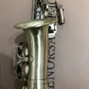 Retro 875ex b-flat profissional curvo saxofone soprano antigo escovado artesanato profundo esculpido saxofone instrumento musical