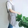 Vattentäta kvinnor bomullslinne korsar tillbaka förkläde japanskt hushållsarbete kök matlagning dubbel ficka förkläde blomster arbete förkläde 201007