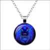 Pendentif Colliers Pendentifs Bijoux Nouvelle Mode Galaxy 12 Constellation Conception Signe Du Zodiaque Horoscope Astrologie Collier Pour Femmes Hommes Verre