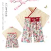 Bebek kız kimono bebek kıyafetleri Japon Romper Baskı Kimono Çiçek Baskı Kırmızı Yay Kawaii Giyim Toddler Kız Giysileri Çocuk Kıyafet G4371517