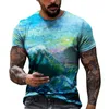 Men's T-Shirts T-shirt Mens 2022 Summer Color Block D Printed Fashion O-neck Short Sleeve Leisure Holiday Plus Size Male Top