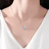 Collier de goutte d'eau de ruban en argent sterling S925 Collier de ruban de diamant de style européen et américain de mode Zircon bleu