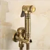 Antikes Bronze-Hand-Bidet-Spray-Duschset, Kupfer-Bidet-Sprühgerät, Lanos-Toiletten-Bidet-Wasserhahn, Toilettenpistole, Wandmontierter Wasserhahn 200925