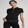レディースポロスシャツトップ刺繍半袖ティーコットン服女性のTシャツスリムフィットポロドレスTシャツ高品質