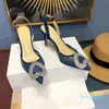 Scarpe eleganti alla moda Décolleté da donna sexy a punta 2021 Sandali con cinturino alla caviglia con tacco alto e cinturino alla caviglia in cristallo di moda solido