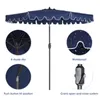 US STOCK Outdoor Patio Umbrella 9-feet Flap Market Table Umbrella 8 Sturdy Ribs with Push Button Tilt and Crank