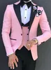 Ternos masculinos Blazers Men Suits 3 Peças Slim Fit Business Suits Groom Groom Champagne 220823