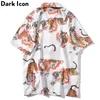 Dark Icon Tiger Full Print Hip Hop Shirt Hommes Femmes Summer Streetwear's Casual s for 220324