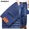 2022 Nowy Classic Marka Mężczyźni Jeans Business Fashion Casual Denim Spodnie Mężczyzna Wysokiej Jakości Spodnie Baggy Dźwięki Dżinsy Oversize G0104