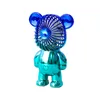 USB Mini fan Rechargeable Bundles Handheld Electroplating Bear Outdoor Creative Desktop Mute Charging Portable three-speed wind