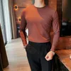 Men's T-Shirts Autumn Winter Long Sleeve Fleece Men O-neck T-shirt Slim Casual Tee Bottoming Shirt Homme Streetwear Male ClothingMen's