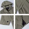 Men's Trench Coats Fashion Hong Kong Zipper Jacket Long Coat Men High Quality Slim Fit Solid Color Youth Men's Size PlusMen's