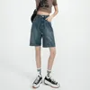 Zhisilao Сплошные джинсовые шорты по длине колена Женщины парня с ростом высокой высокой талию джинсы джинсы лето 220622