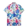 summer Fashion Hawaii blue pocket Print Beach Shirts Men's Designer Silk Bowling Shirt Casual Shirts Men Summer Short Sleeve Loose Dress Shirt M-3XL