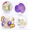 Kit de arco de guirnalda de globos morados, cadena de arco de globos de confeti de oro blanco morado claro para niñas, decoración del banquete de boda de cumpleaños 220527