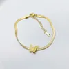 Ohrringe Halskette Schmuckset Damen Hochzeit Mode Schlangenketten Dreifach Doppel Schmetterling Halsketten Armband Geschenk Geburtstag Party Gold Stahl