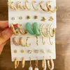 Hoop Huggie Vintage Big Circle Pearl Earrings Set for Women Fashion Metal Butterfly Brincos 2022 Trend smycken Gifthoop Kirs22