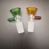 Bols en verre 14mm bol mâle accessoires pour fumer tige ronde poignée joints de filtre pour Bong narguilé tuyau d'eau 3 couleurs