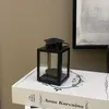 Basit Taşınabilir Cam Ferforje Mumluk Midilli Lambası Retro Metal Mum Standı Ev Dekorasyon Süsler Fener