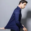 Men Shirts Long Sleeve Purple Formal shirts For Slim Fit Business Stretch Anti-wrinkle Professional Tooling Male Blouse 220323