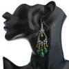 Ethnique Vintage Boho Coeur Noeud Dangle Boucles D'oreilles Femmes Sculpté Perles Géométriques Gland Boucles D'oreilles À La Main Déclaration Antique Argent Plaqué Bijoux