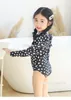 2022 baby girls princess one-piece swimsuit fashion kids love heart printedl big bubble sleeve lovely swimwear spring children spa bathing suits S2108