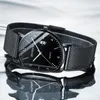Armbandsur 2022 Mens Quartz Watches Ultra Thin Minimalist för unisex klassisk vattentät stålband svart armbandsur