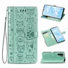 Pu Leather Flip Phone Cases For Huawei P30 P40 Pro Lite Wallet Card Slots Stand Cover Honor 20 Cartoon Cat Dog