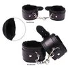 Nxy Sm Bondage BDSM Toys For Women Couples PU Leather Sex Handcuffs With Eye Mask Sex Adult Games Slave Bondage Restraints Erotic Nipple Clamps 220429