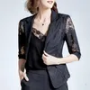 Women's Jackets Spring Summer Women 3/4 Sleeve Plus Size 6XL Sun Protection Clothing Sexy Hollow Lace Slim Shawl Office Ladies Work Wear X24