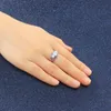 Cluster Rings Gorgeous Three Oval White Jewelry Wedding Party For Women GiftsCluster