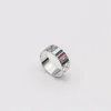 OFF jewelry The New fashion personality simple Thai silver diamond checkered double Red Green Enamel Jewelry couple ring