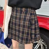 Casual Basic Fashion All Match Plaid Vintage Oregular High Waist College Wind Female Women Mini Skirts 220317