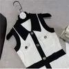 designer Designer Womens Bodycon Abiti di alta qualità senza maniche in maglia camicetta Casual Silm Dress Cotton ricamato Pullover Lady Outwears Slirts Top D54U