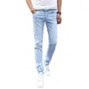 Джинсы Skinny Elastis Pria Celana Jeans Lurus super elastis merek desainer pria jeans slim fat fashion biru langit 220817