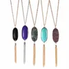 High Quality Natural Stone Turquoise Pendant Necklace Long Tassel Sweater Necklaces for Women Gift