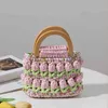 Femmes sac manche en bois fleur tissé fil à la main plage fourre-tout été concepteur Kawaii mignon doux sac à main 220610