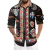 Men's Casual Shirts Fashion Mens Floral Luxury Print Designer Dress Fancy Slim Club Style Long Sleeve Button Lapel ShirtMen's Eldd22