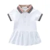 Baby Girls Dress Short Sleeve Pleated Shirt Skirt Children Casual Designer Clothing Kids Clothes253O57177738493597