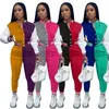 Designer Automne Hiver Femmes Vêtements 2 Pièce Pantalon Ensemble Mode Varsity Baseball Uniforme Costumes Patchwork Veste Tenues